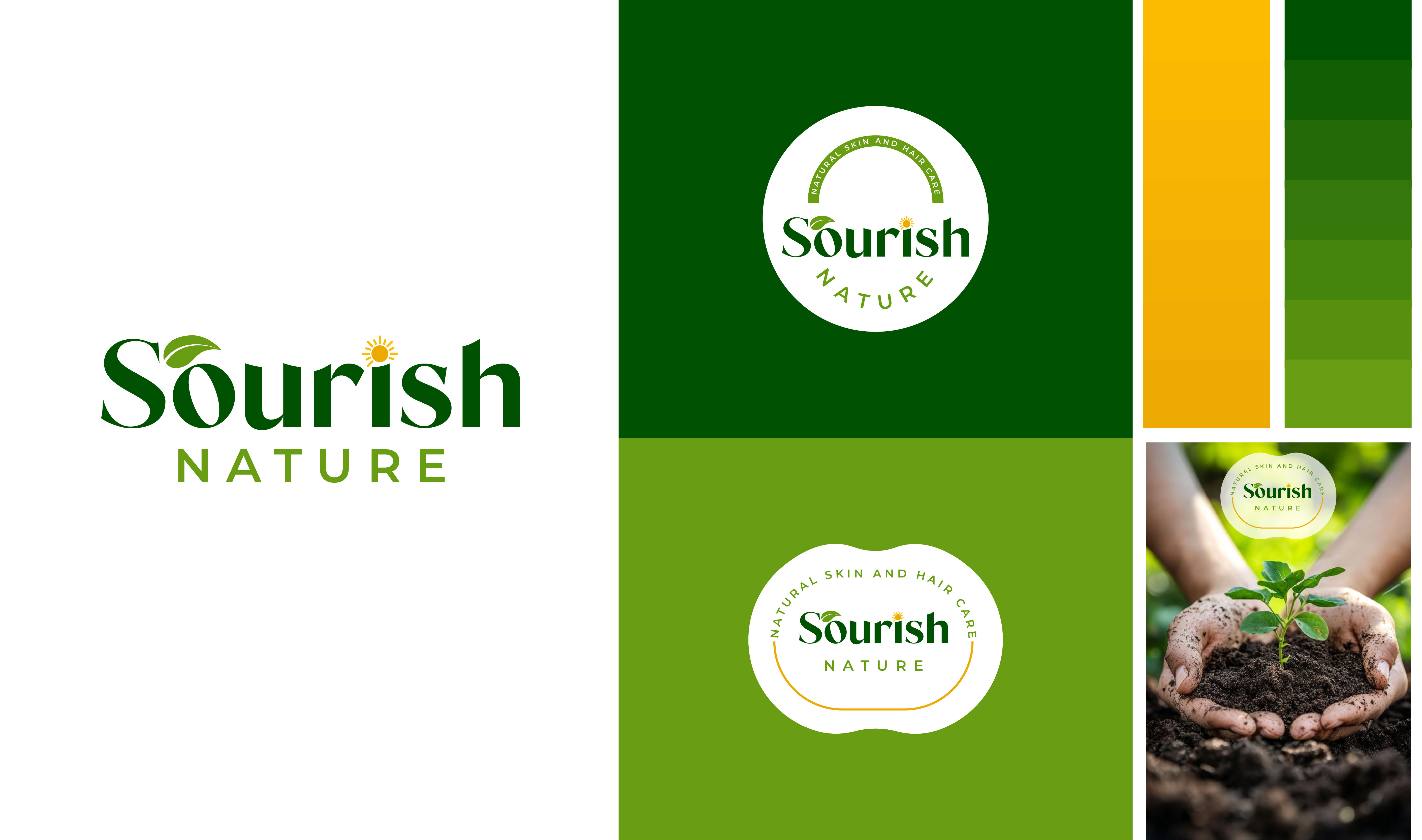 Sourish Nature Eco Friendly brand brand identity branding design graphic design logo minimal modern natural product nature organic logo organic product vector