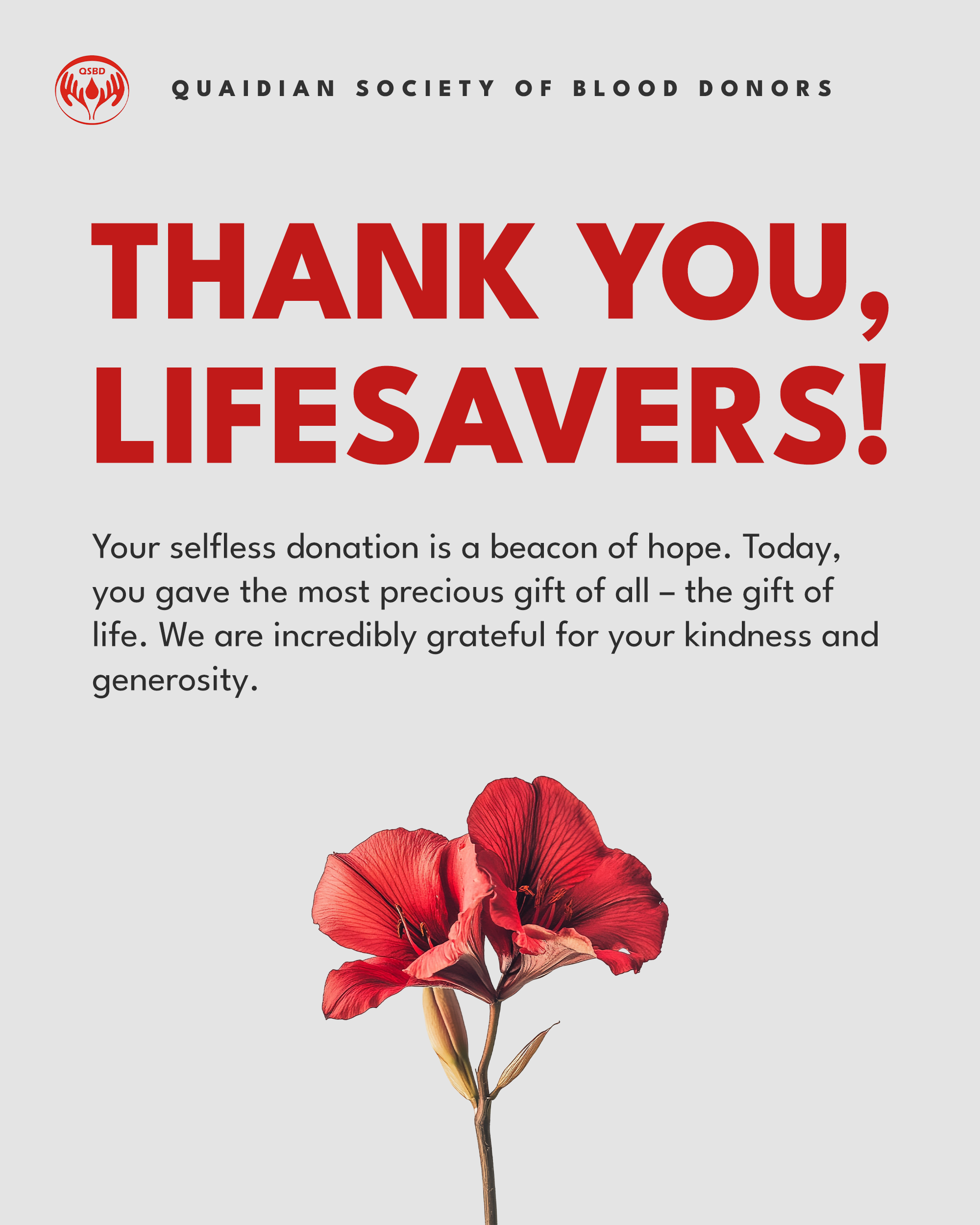 A poster for Quaidian Society of Blood Donors blood donation poster instagram post poster social media