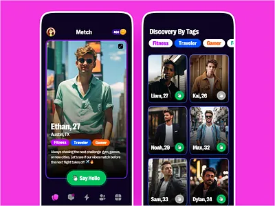 Metch —Dating App Concept darkui datingapp datingui genzdesign happn meetpeople mobileapp neonui relationshipapp socialapp tinder ui uiuxdesign ux yubo