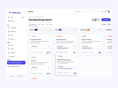 TaskLane | Web App activity app design logo product saas system task manager ui ux web webapp