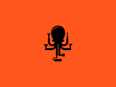 Octopus + Tools Logo animal logo design handyman icon logo mechanic modern logo multitasking octopus octopus logo pictorial mark repair simple logo tools