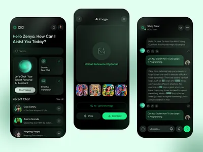 Smart AI Assistant App ai ai assistant ai tecnology ai voice artificial assistant chat boat graphic design image generator ios minimal mobile mobile application modern app design smart app design smart conversation specch to text tec uiux design