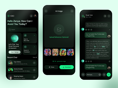 Smart AI Assistant App ai ai assistant ai tecnology ai voice artificial assistant chat boat graphic design image generator ios minimal mobile mobile application modern app design smart app design smart conversation specch to text tec uiux design