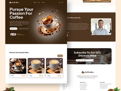 Coffee Shop Landing Page Design coffee website landing page ui ux website