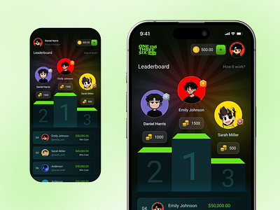 Leaderboard App UI Design – Gamified Ranking Experience animation appconcept appdesign dark darktheme designinspiration dribbble gamification leaderboard mobileapp mobileui productdesign uidesign uiux userinterface uxdesign