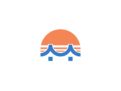 Beach Cottage Logo beach cabin cottage design home hotel house logo modern logo negative space simple logo sun sunrise sunset wave