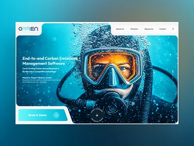 Orren Web Ui Landing Shot ai branding coral coral reef design diving futuristic graphic design illustration landing page ocean photography ui ui design ux ux design water web design