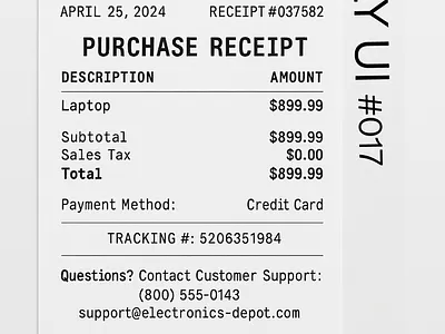Purchase Receipt 17 dailyui ui
