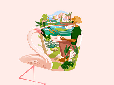 Travel Mug – Botanical Garden alocasia botanical cafe ferns flamingo garden koicarp latte latte art madeira mug outside plants pond rhapidophora travel trees