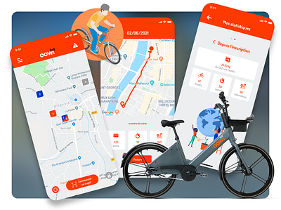 OOWI app bikes graphic design mobile self service ui design ux design