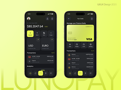 Lunopay – Finance App app design banking digital bank finance finance app fintech ios app design mobile app money transfer money transfer app online banking app send money app