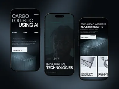 OptiCargo — Responsive Web Design for AI Logistics Platform ai animation design logistics motion design motion graphics platform responsive design technologies ui uiux ux webdesign