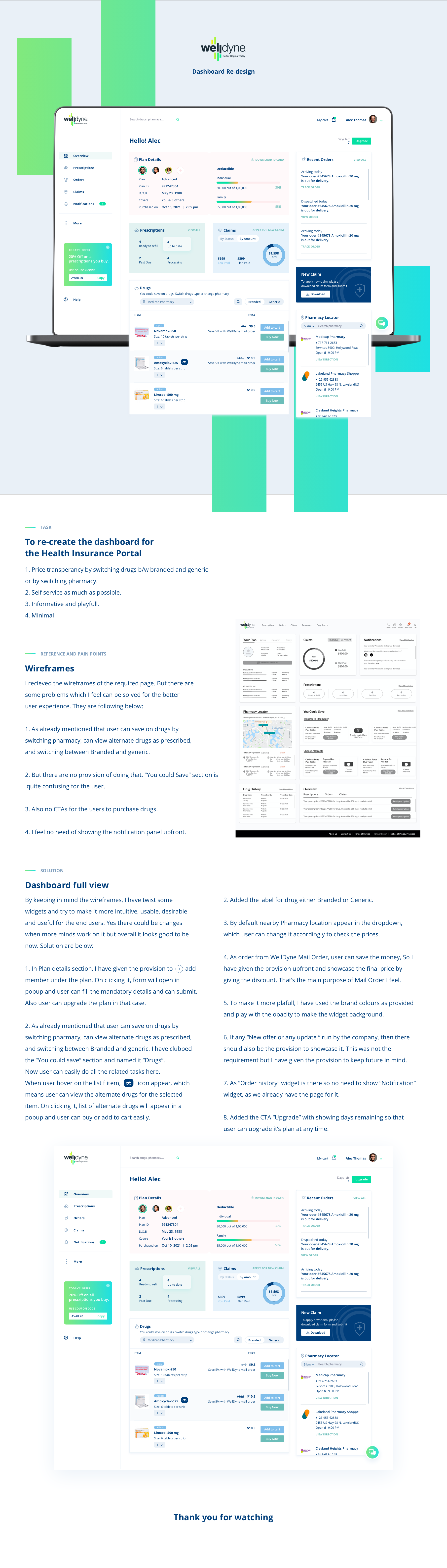 Welldyne Dashboard Re-design dashboard health care system health domain minimal saas ui ux