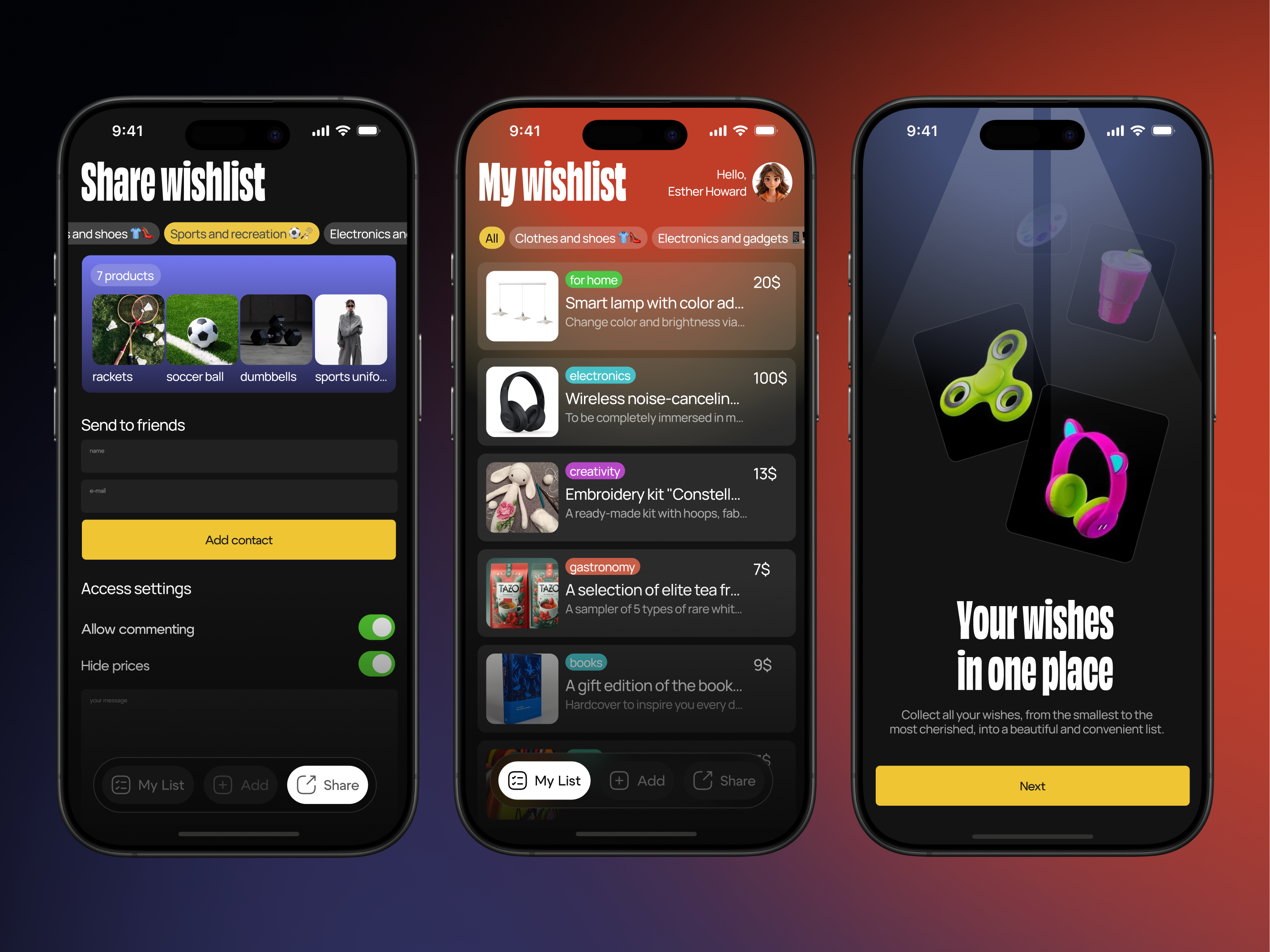Wishlist Mobile App android app interface branding ios mobile app mobile interface modern app ui modern ui product ui ui design ux website wishlist wishes wishlist