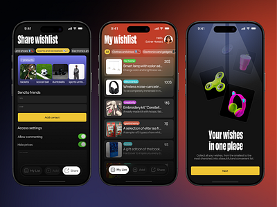 Wishlist Mobile App android app interface branding ios mobile app mobile interface modern app ui modern ui product ui ui design ux website wishlist wishes wishlist