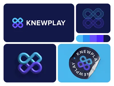Knewplay abstract brand identity branding creative education geometric infinity infinity symbol logo logo design