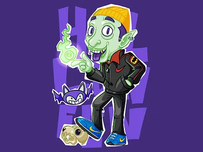 Dracula StPop cartoon character design dracula fun graphic design halloween illustration mascot monster nike quirky streetwear trending 2025
