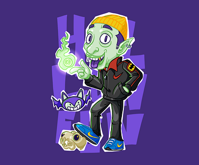 Dracula StPop cartoon character design dracula fun graphic design halloween illustration mascot monster nike quirky streetwear trending 2025