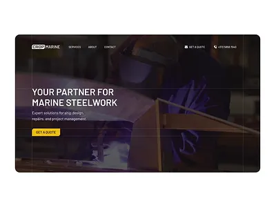 CropMarine Identity & Website barlow bold logo cropout grid website logo logo design manufacturing marine ship steel website yellow
