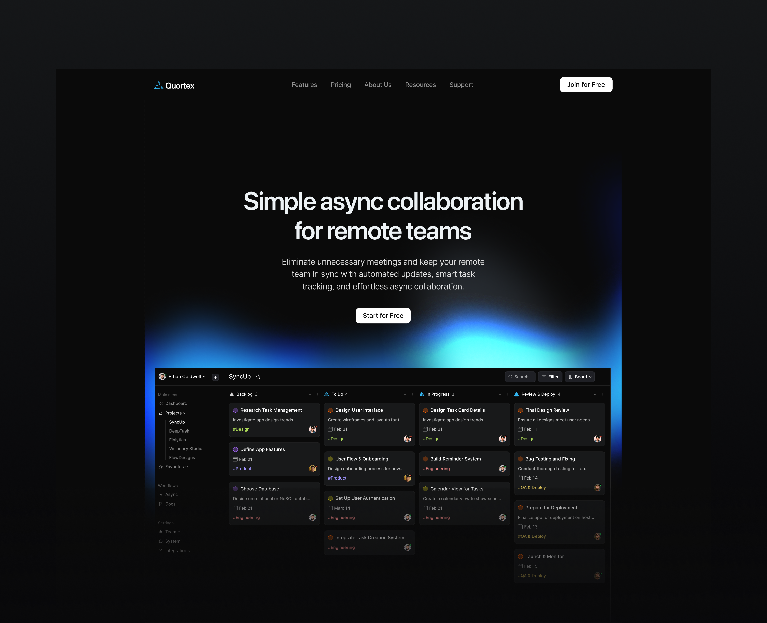 Website Design Platform Project Managment app clean dark mode hero landing page management app management platform management system projects task list task management ui design web web design website design