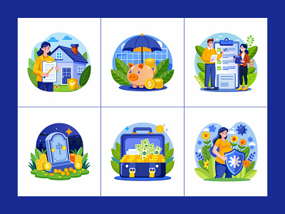 Insurance Illustration Art Set artwork