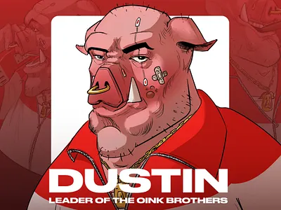 DUSTIN Character Design cartoon cartoon illustration cartooning character art character design concept art concept artist concept design criminal cyberpunk design illustration mafia pig procreate sci fi