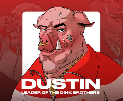 DUSTIN Character Design cartoon cartoon illustration cartooning character art character design concept art concept artist concept design criminal cyberpunk design illustration mafia pig procreate sci fi