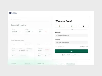 Insightly - Sign In Page b2b clean create account design figma log in login minimal modern onboarding registeration saas saas design sign in sign up split screen ui uidesign user interface webflow