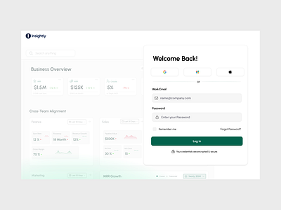 Insightly - Sign In Page b2b clean create account design figma log in login minimal modern onboarding registeration saas saas design sign in sign up split screen ui uidesign user interface webflow