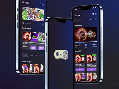 Game Store & Library App UI (Dark Mode)
