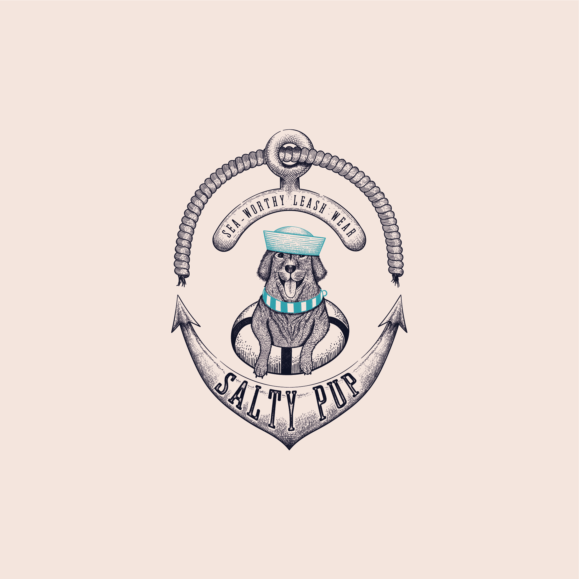 Salty Pup dog drawing ink engraving handdrawn illustrative logo ink pen and ink playful pup salty vintage vintage illustration vintage logo