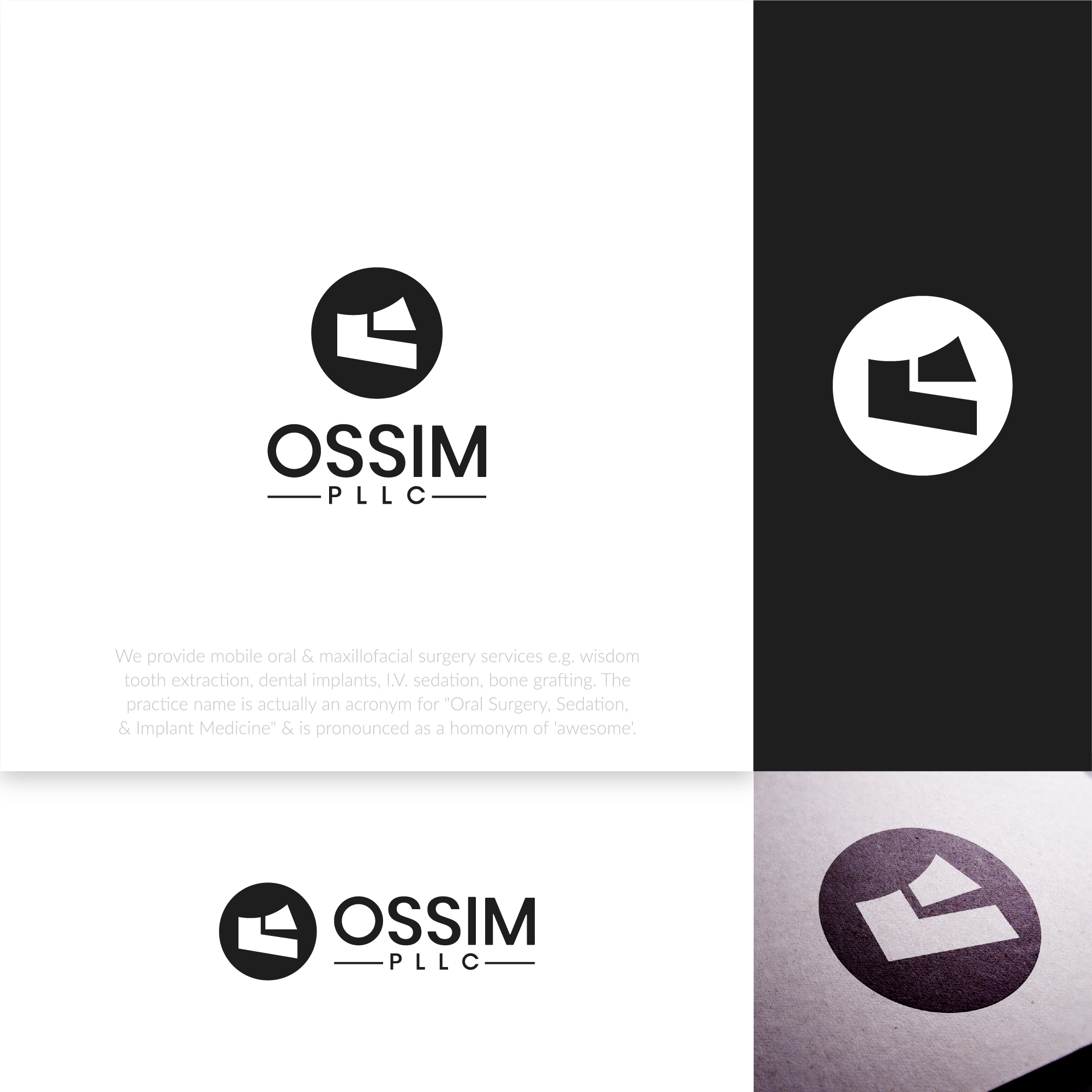 OSSIM abstract black and white bold branding geometric logo graphic design iconic jaw logo logos minimalist modern oral surgery