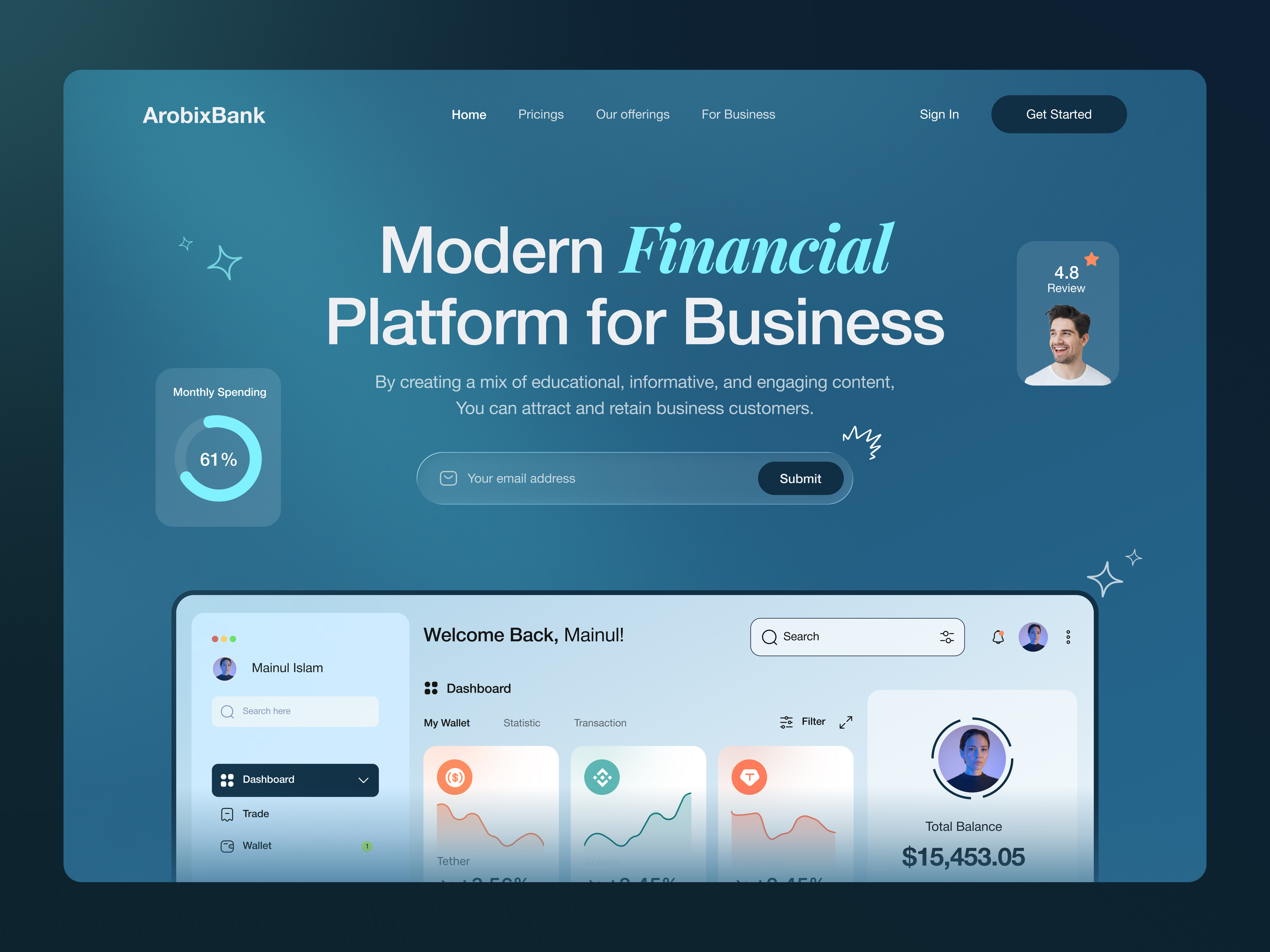 Finance Website Ui Design Concept bank account bank website banking website dashboard finance finance dashboard finance website financial website fintech mobile bank mobile banking money management saas website transaction transfer wallet web design webdesign website website header