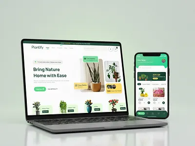 Designing “Plantify” — Where Nature Meets Modern UI app design landing page design nature design nature plant design plant plant sell website design