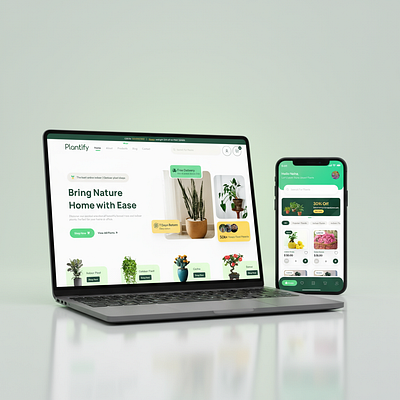 Designing “Plantify” — Where Nature Meets Modern UI app design landing page design nature design nature plant design plant plant sell website design