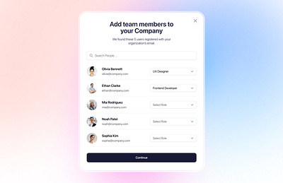 Add Team Members Flow UI Design app design figma ui ux web xd
