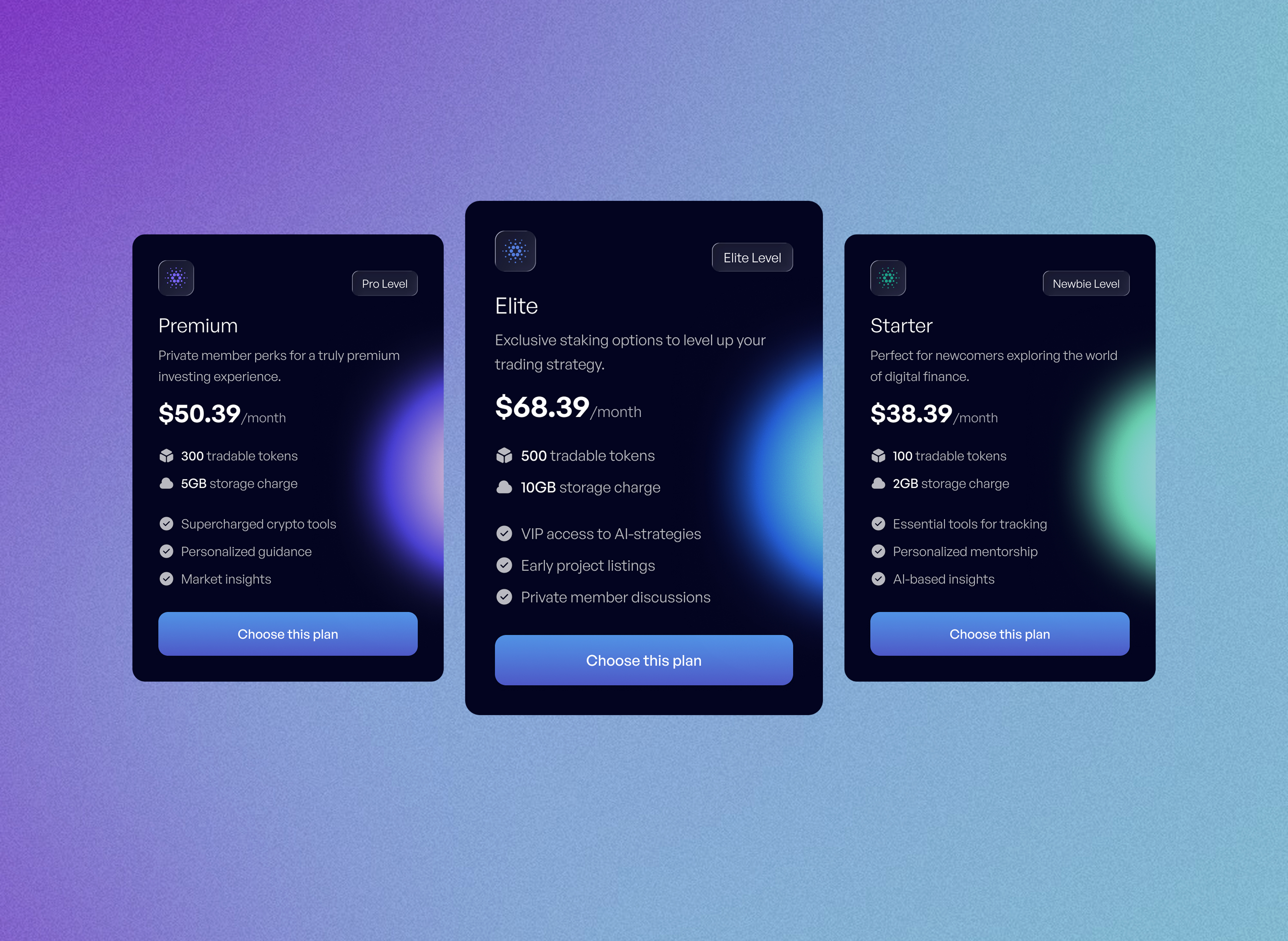 Subscription Cards UI/UX ai daily ui design ui ux