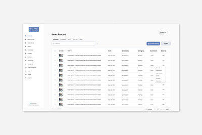 News Articles Dashboard UI app appl cleanui dailyui dashboardui graphic design minimal news ui uiux ux