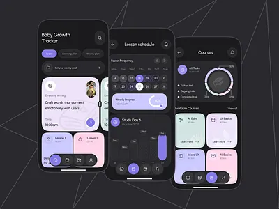 Online Education App Dark UI/UX app course dark ui e learning education education app education mobile app home mobile modern app online online education schedule schedule page