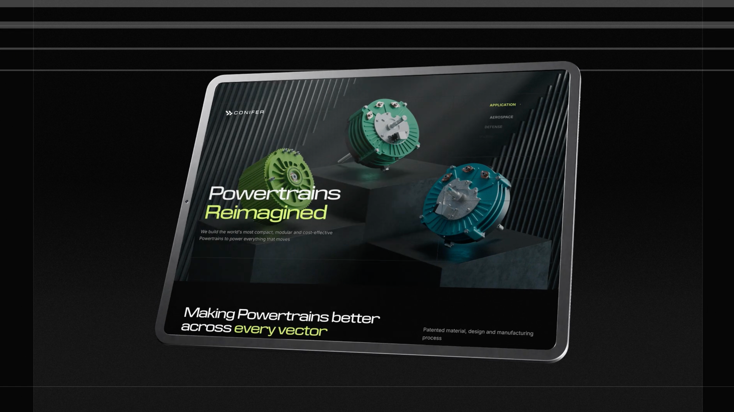 Conifer - Industrial-Style Website Design 3d illustration industrial interfacedesign mobile design motion motion graphics pitch product design promo startup ui