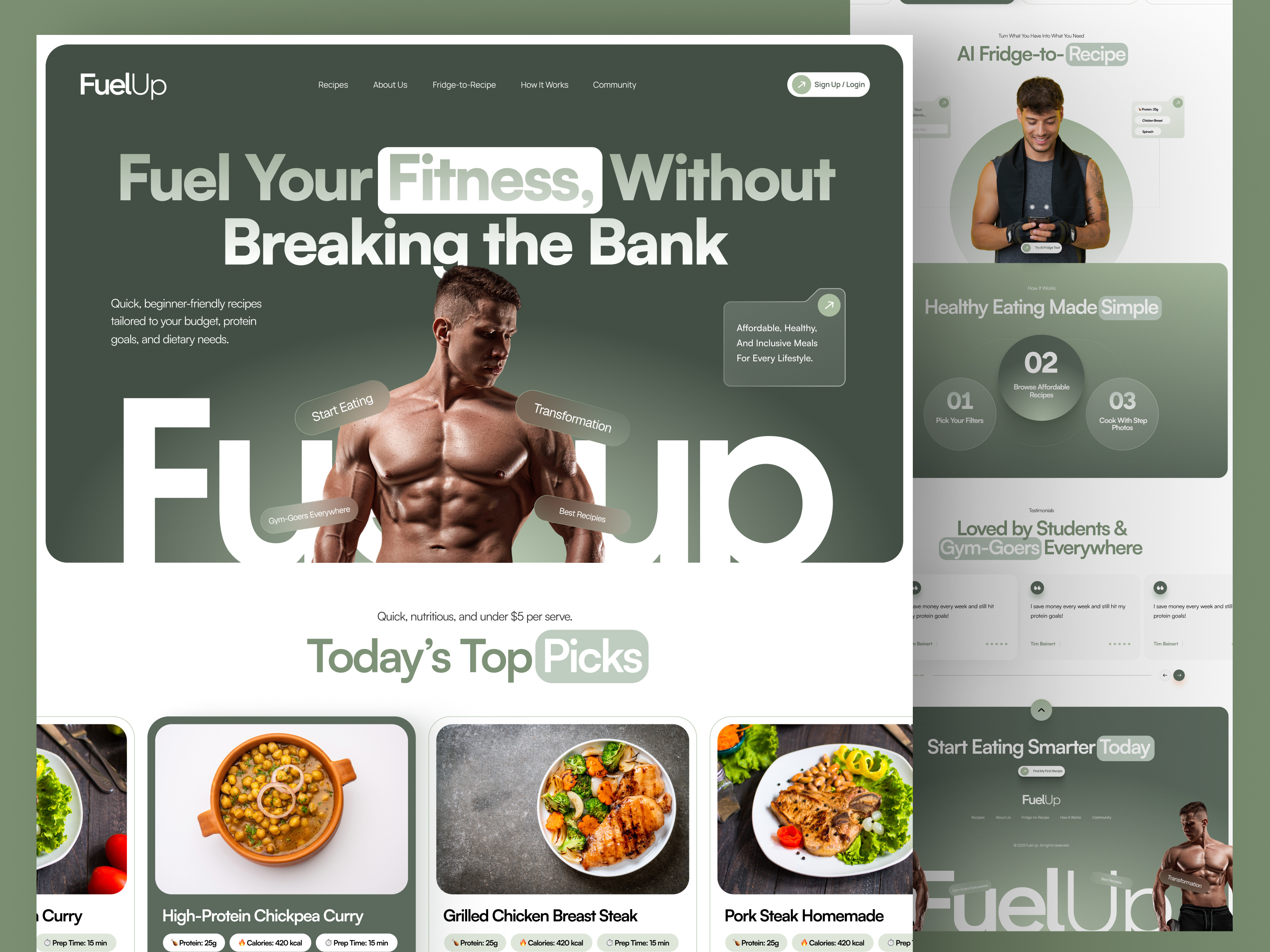 FuelUp - Gym & Fitness Landing Page Design fitness fuelup landingpage nutrition