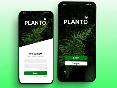 🌿 Planto – Mobile App Login Sectiion apps design figma graphic design login minimalui planto ui ux web design