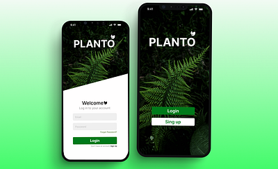 🌿 Planto – Mobile App Login Sectiion apps design figma graphic design login minimalui planto ui ux web design