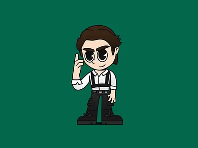 Agent 7 agent black character commision design formal suit full body green human illustration kamen rider logo mascot portrait retro rubberhose star wars vector white zeztz
