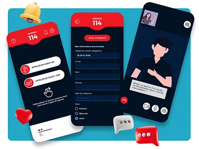 114 mobile app alert blind deaf emergency graphic design public services sos ux design