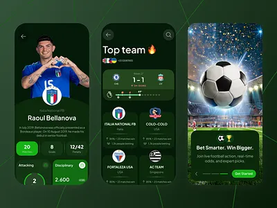 Football Betting App app betting creative football graphic design mobile ui uiux