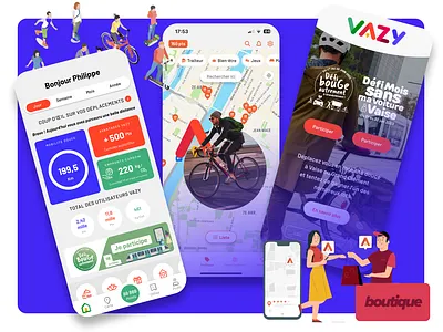 VAZY - virtuous mobility app ecology engagement gamification mobility rewards ui design ux design