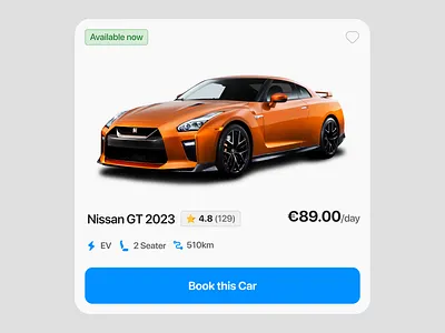 Car Rental Card Component car component dashboard design graphic design rental saas ui ux web web design