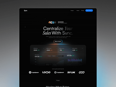 Sync Template craftwork dark design glow landing landing page sync template ui