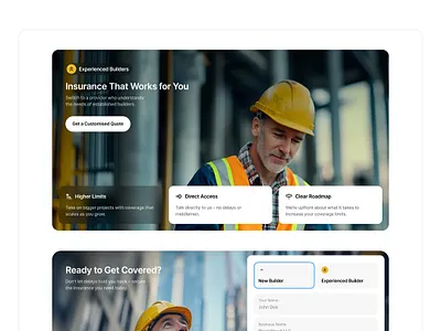 Assentinsure - Web Section assets australia b2b clean constructions insurance landing page minimal white